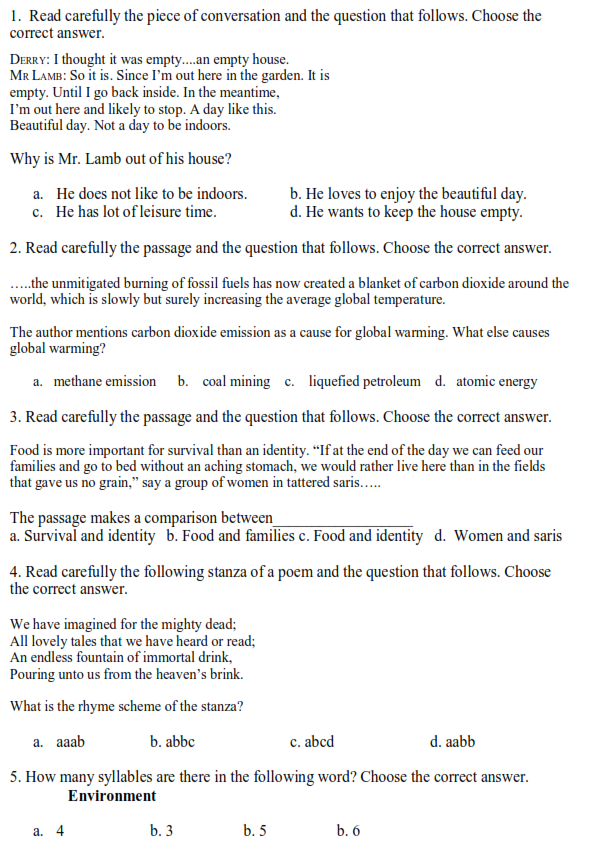 CBSE Class 10 ENGLISH COMMUNICATIVE Question Papers
