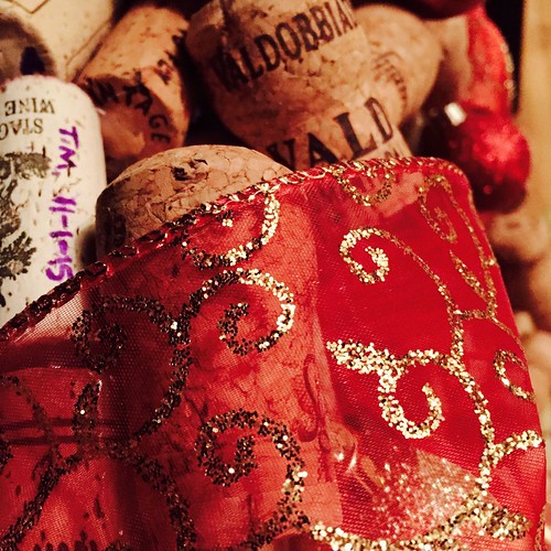 Wine cork wreath close up