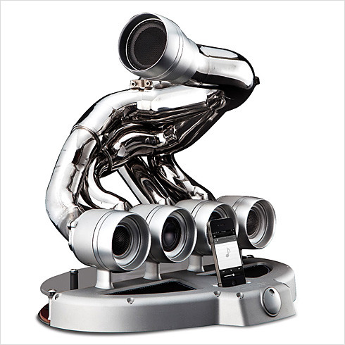 F1 engine parts made of base speakers: The F1 Speaker Dock