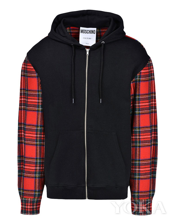 MOSCHINO autumn/winter 2015 Plaid Hooded down sweater jacket black mosaic RMB 5,390