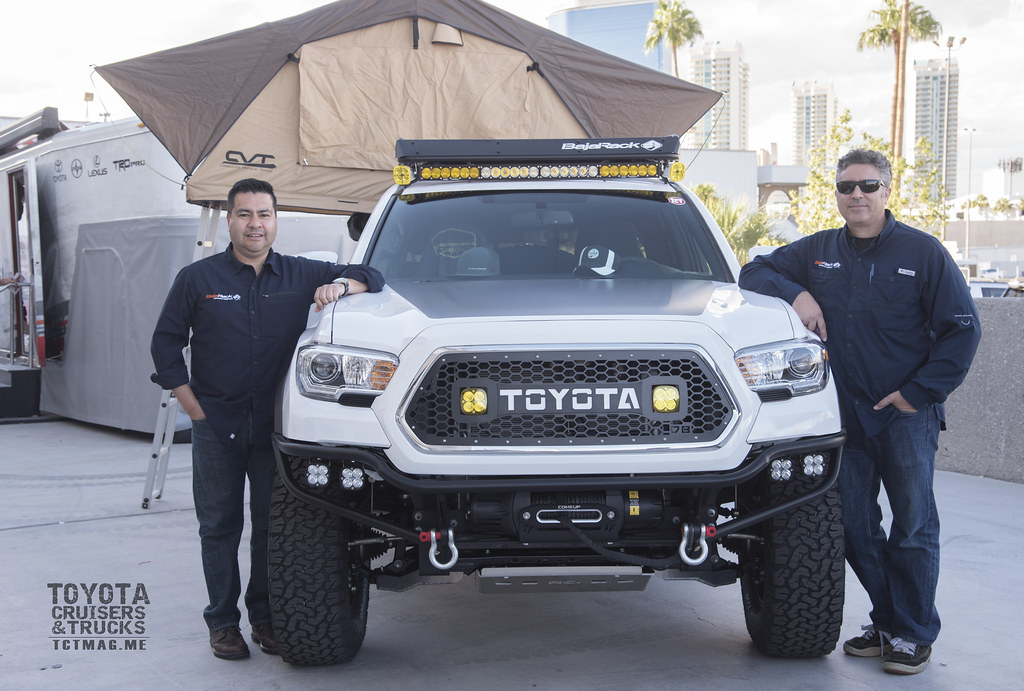 BajaRack's Sergio Murillo with the TCT Trooper 2016 Tacoma  - SEMA 2015 Toyota 