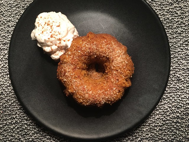 cannelle et vanille gluten-free pumpkin brown butter cake with spiced bourbon whipped cream