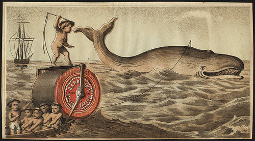 19世紀捕鯨船的日誌插圖。圖片來源：波士頓公共圖書館 Boston Public Library（CC BY 2.0）。