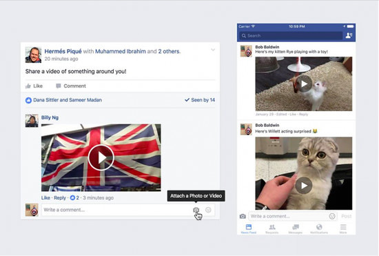 When we published only the text, Facebook launched a video comment feature