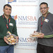 Don Quintana (left) and Pulak Nath (right) after winning their Principal Investigator Excellence (PIE) awards for their work helping small businesses through the New Mexico Small Business Assistance Program.