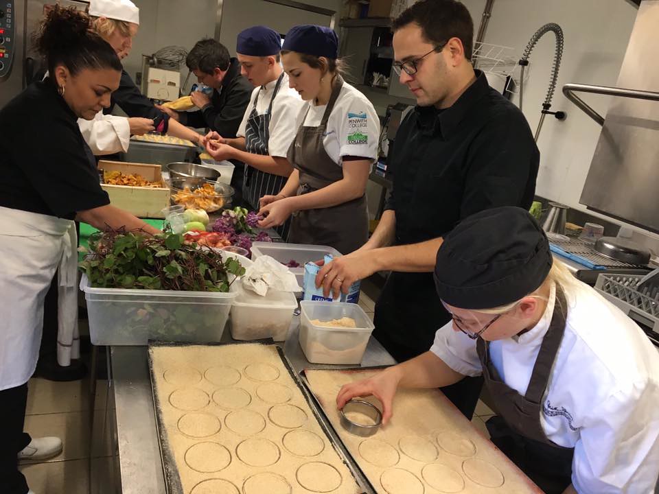 Cornwall College students in French kitchen