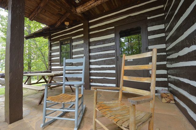 A porch made for two at cabin 3 Fairy Stone State Park, Virginia