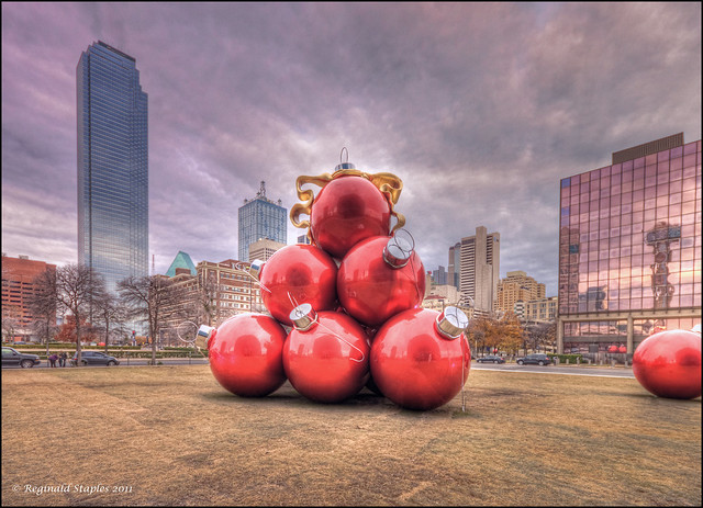 Gigantic Christmas Ornaments Omni Hotel Downtown Dallas Texas HDR ...