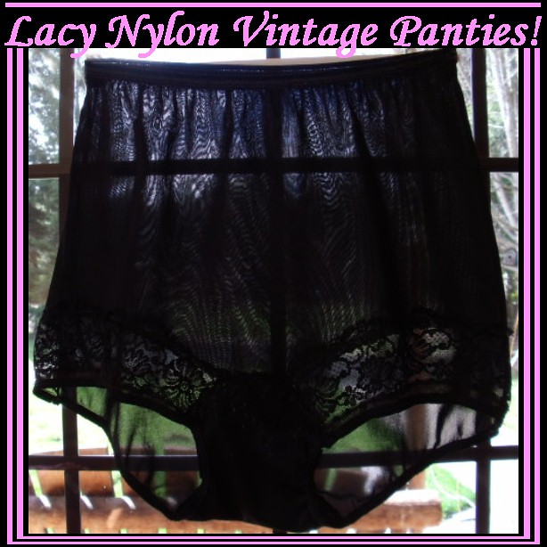 Nylon Vintage Panties Black Lacy High Waist Panty Brief By  Flickr-8692