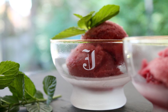Sorbet in Glass Bowls with Monogram J