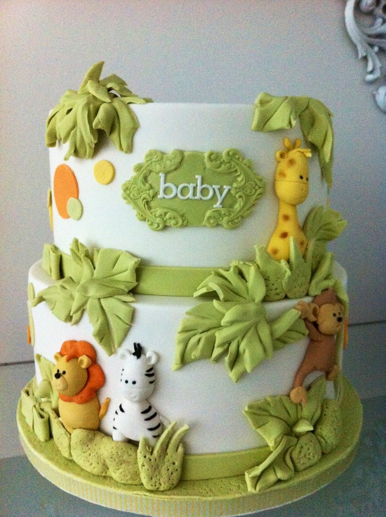 simple safari baby shower cake