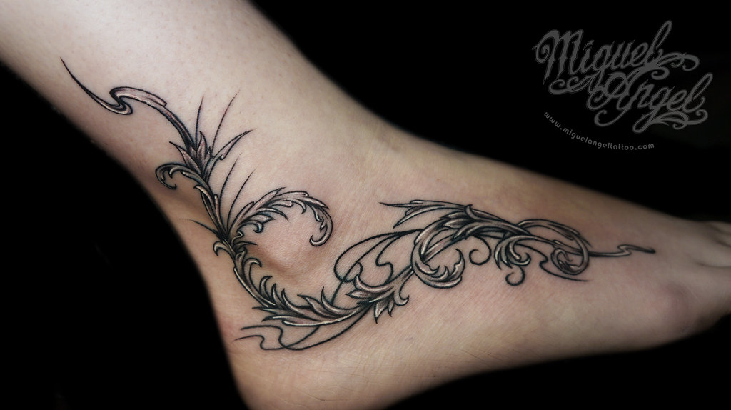 Custom foot ornaments tattoo | Miguel Angel Custom Tattoo ...