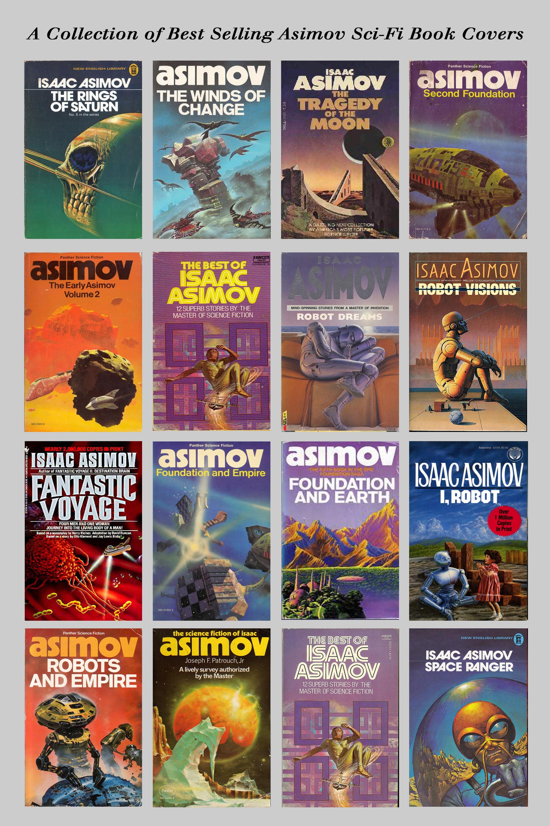 collection of Asimov book covers