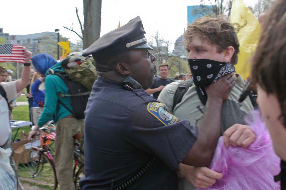 Cop choking Occupy Boston 4 15 2012
