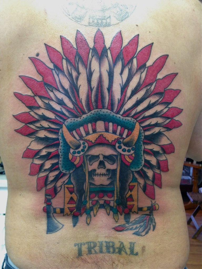 Indian Chief Skull in Head Dress Tattoo by KeelHauled Mike… | Flickr