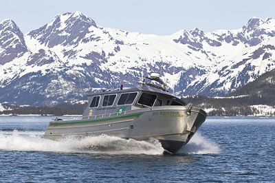 The newly commissioned PV Kristine Fairbanks patrols Alaska’s Prince William Sound as part of the Forest Service’s mission in the Alaska Region May 5, 2012. The boat is named for a law enforcement officer who was killed in the line of duty in 2008. Photo by Milo Burcham.