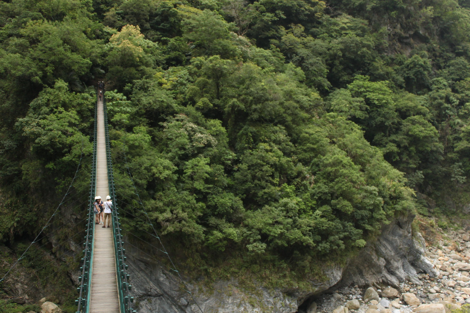 Puente sobre el desfiladero en Taroko