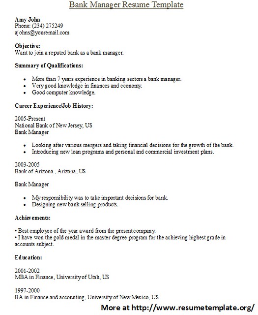bank manager resume template flickr photo sharing
