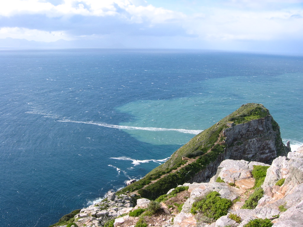 The Atlantic and Indian Oceans meeting at Cape of Good Hop