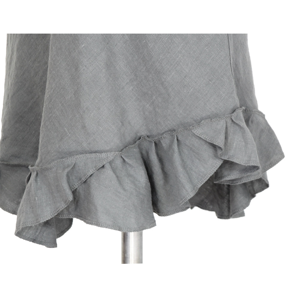 gray linen slip dress with asymmetric hem and ruffle, bias… | Flickr