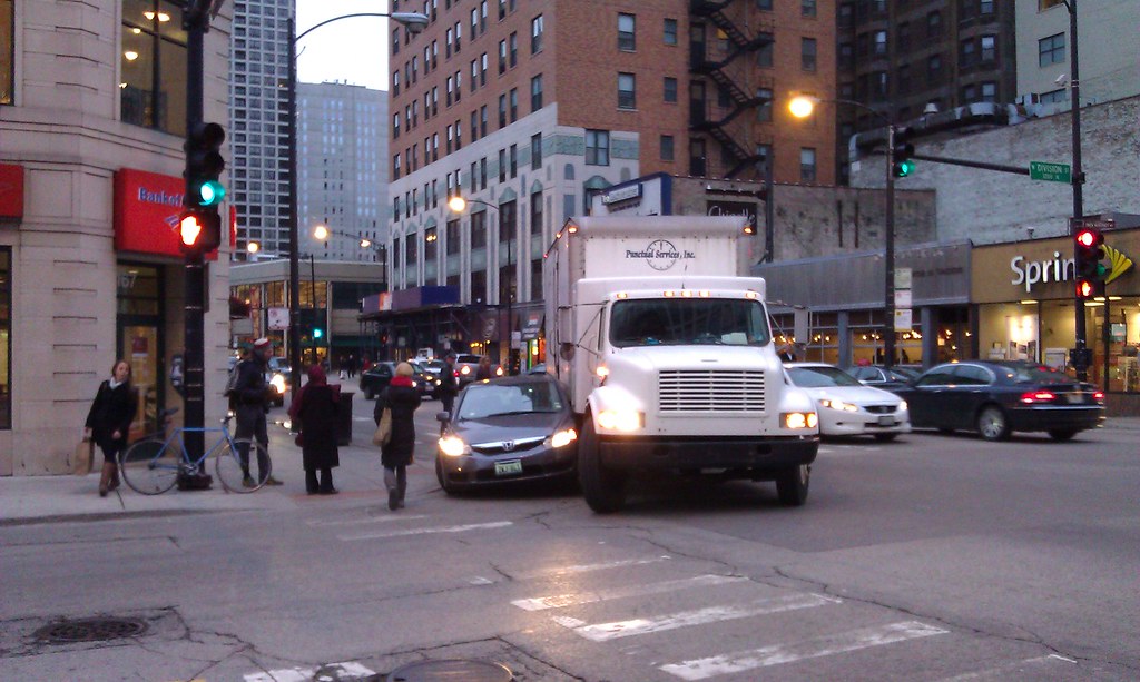 Wide Right turn Accident at State and Division in Chicago