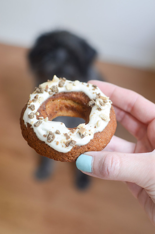 Peanut Butter Dog Doughnuts - easy baked doughnuts with all dog-friendly ingredients like peanut butter, honey, bananas, and Greek yogurt! 