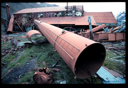 Collapsed smokestack at Stromness, South Georgia