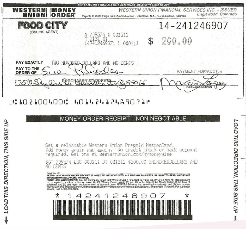 Marcia's $200 Money Order | Doug Coldwell | Flickr