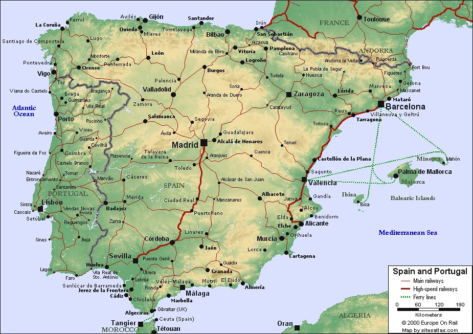 Map of Spain and Portugal | For use in locating the cities ...
