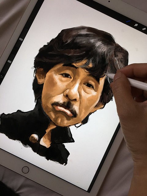 Digital painting of George Lam 林子祥 on iPad Pro + Apple Pencil in Procreate
