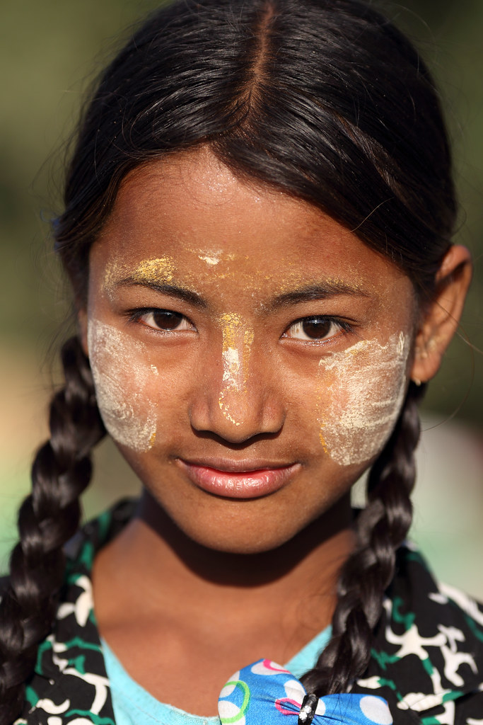Myanmar Burma  Beautiful Girl With Thanaka Seen On The -3450
