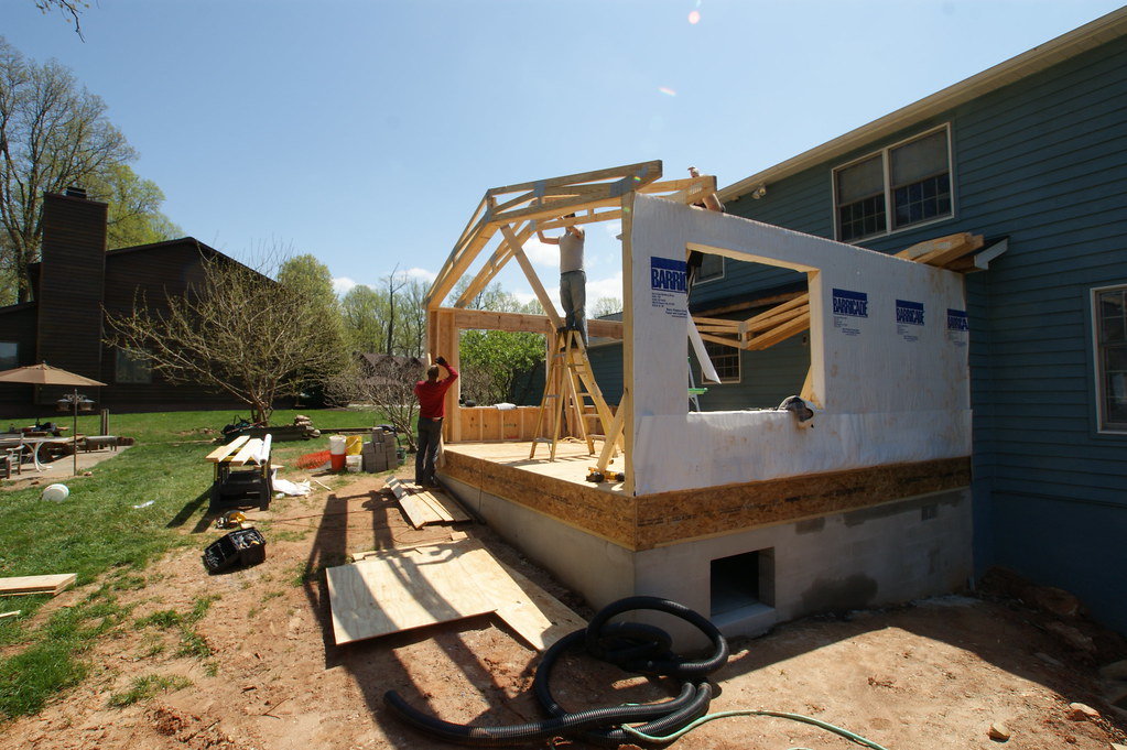 DURING- framing for the addition walls and roof is underwa ...
