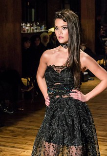 Runway-Couture Black Sheer Organza embroidery Gown.