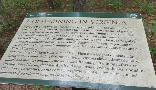 Gold mining in Virginia from Lake Anna State Park