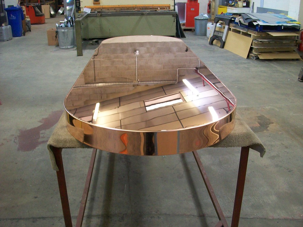 30 - Mirror Polished Copper Table Top 260cm long x 66cm wi ...