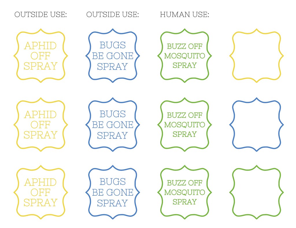 Insect Repellent Labels Free printable Bug Spray Labels to… Flickr