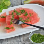 Watermelon with Fresh Mint and Lime Syrup