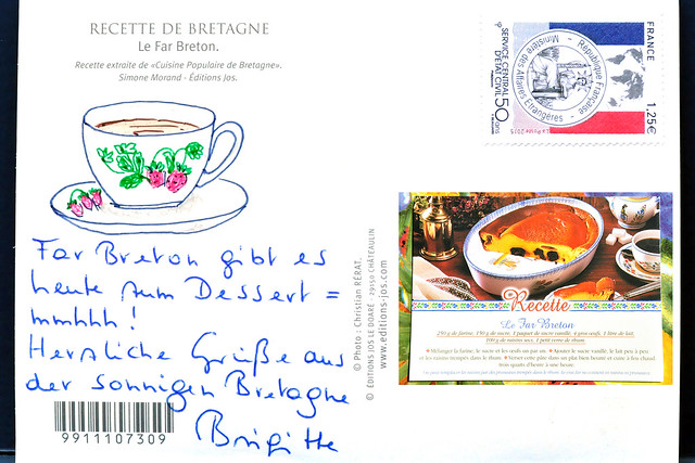 Urlaub Bretagne 2016 Ansichtskarte Postkarte malen bemalt gezeichnete Urlaubsgrüße Foto: Brigitte Stolle 2016