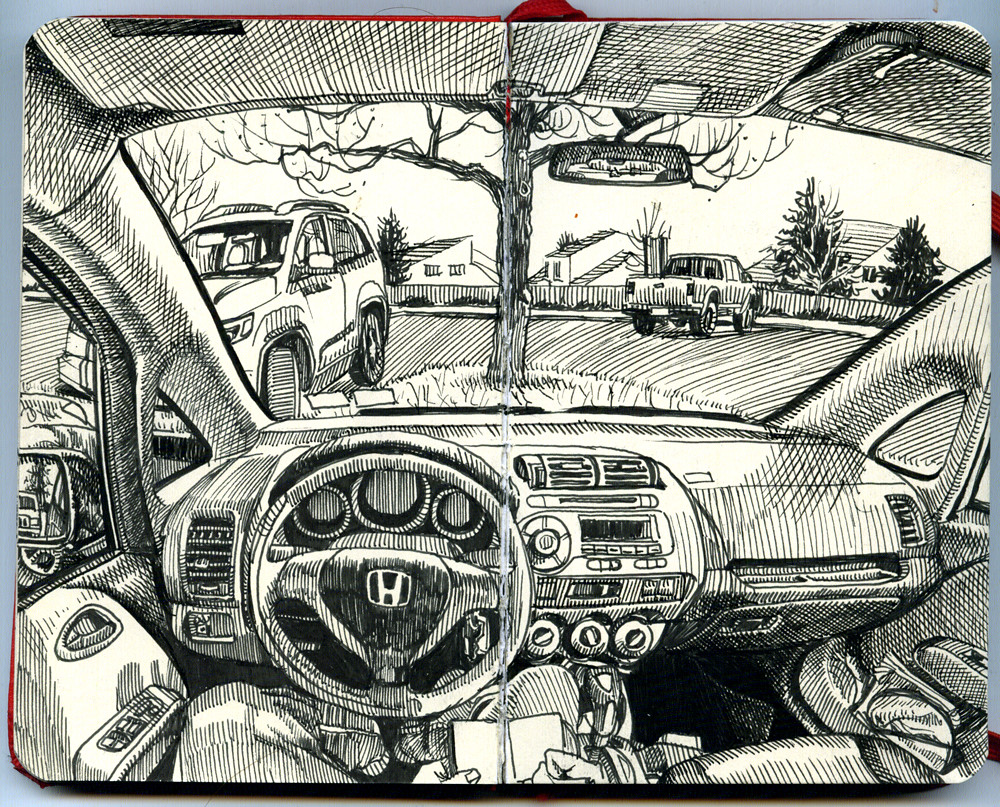 Inside the car Yet again. A threepart sketch completed be… Flickr