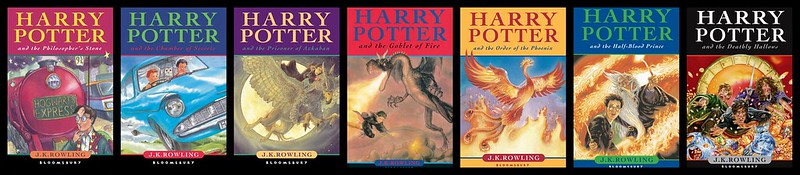 Seven harry potter book covers