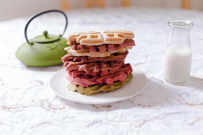 Spelt Waffles with Rosewater Maple Syrup