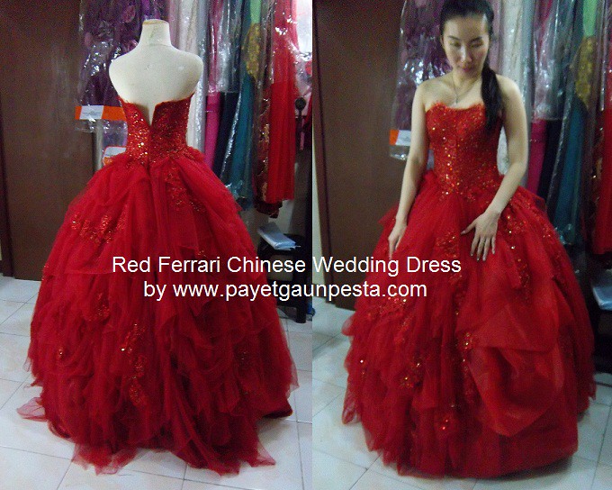 red backed wedding dress