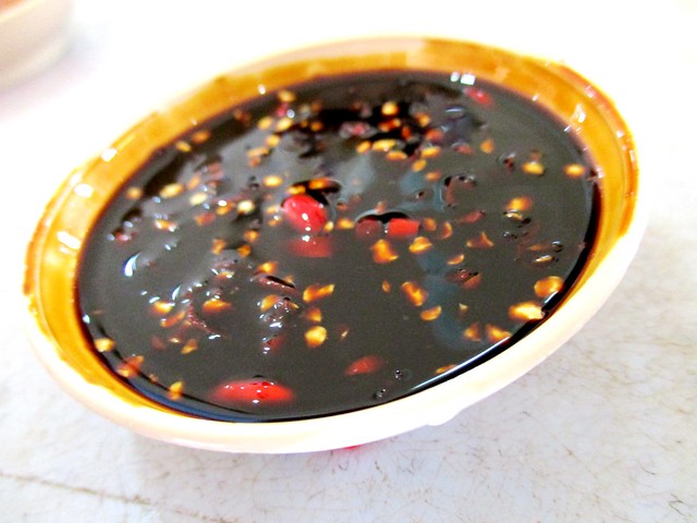 Sliced chili in dark soy sauce