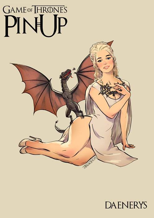 Risqué Game of Thrones pin-up girls by Andrew Tarusov - Daenerys Targaryen