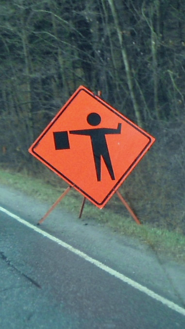 Flagger Ahead | This is a photograph of a construction sign … | Flickr