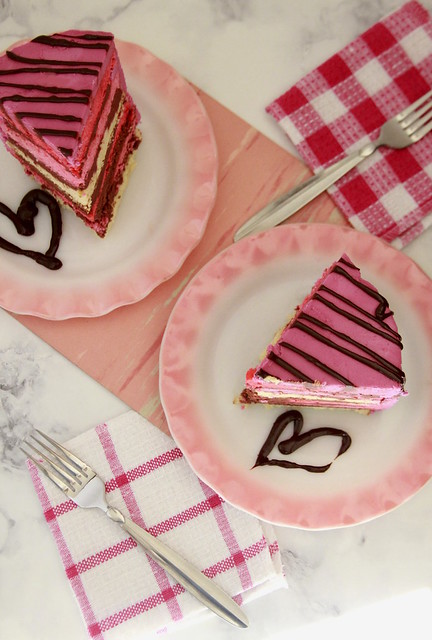 Valentine Pink Rainbow Cake
