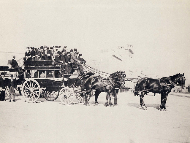 A double-decker horsebus in Sydney, 1895.