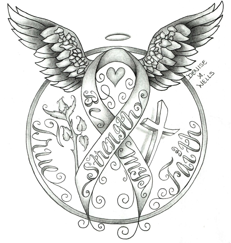 Strength awareness ribbon tattoo design by Denise A. Wells… | Flickr