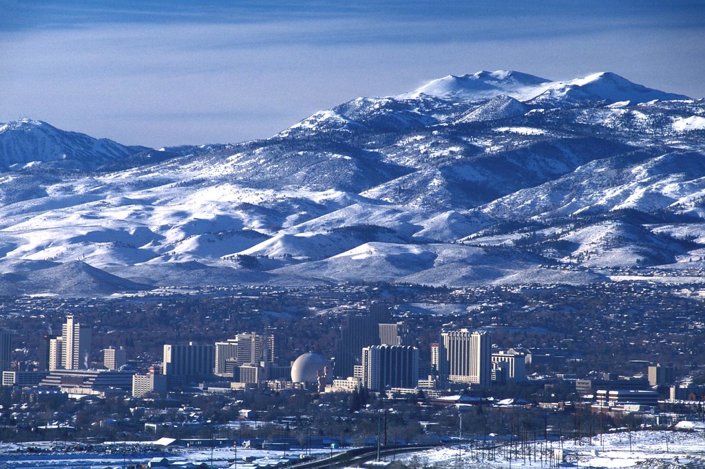 downtown Reno Reno in winter. Slide Mountain, Mount Rose a… Flickr