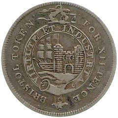 Silver shilling token of Bristol